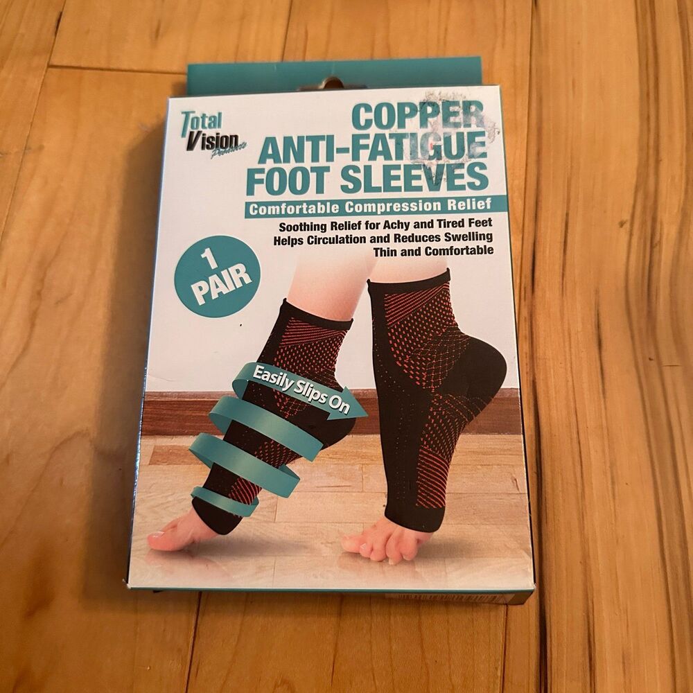 Total Vision Copper Anti Fatigue Foot Sleeves Size Small Medium